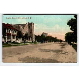 Baptist Church Building Postcard 1910s Asbury Park New Jersey Leighton Valentine